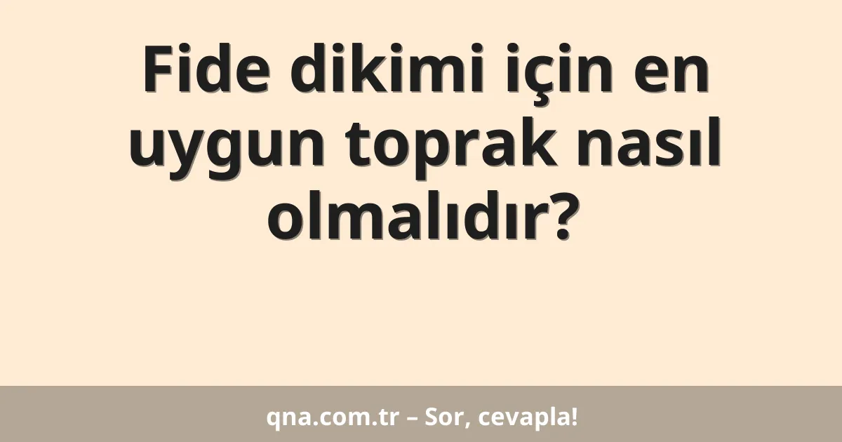 Fide dikimi için en uygun toprak nasıl olmalıdır?