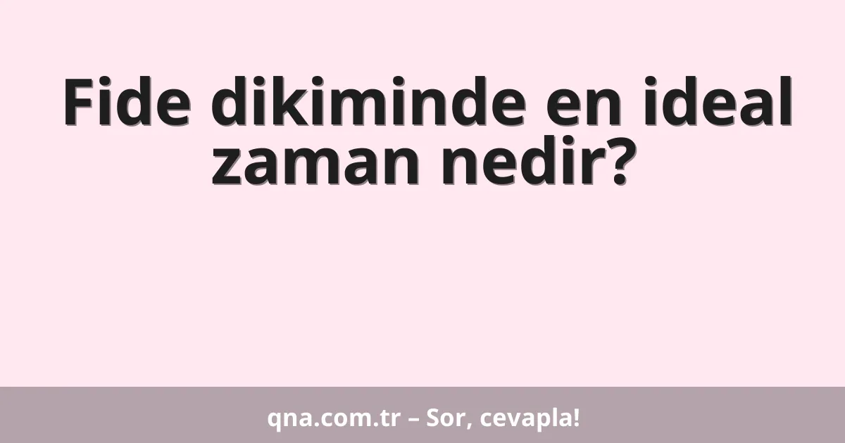Fide dikiminde en ideal zaman nedir?