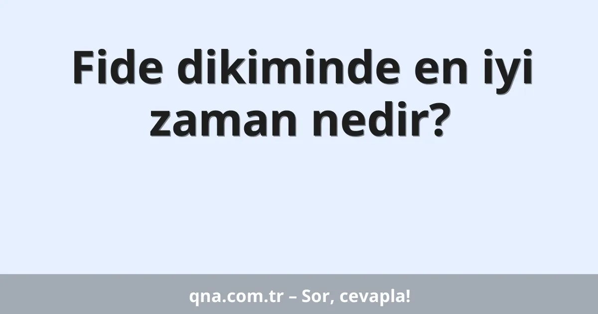 Fide dikiminde en iyi zaman nedir?