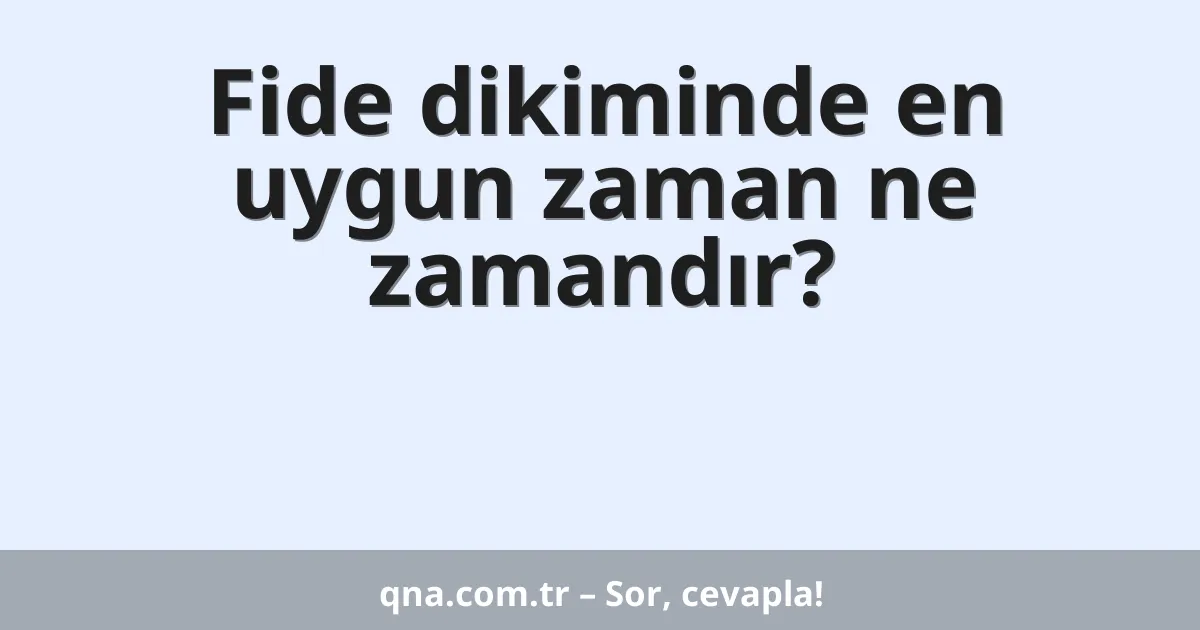 Fide dikiminde en uygun zaman ne zamandır?