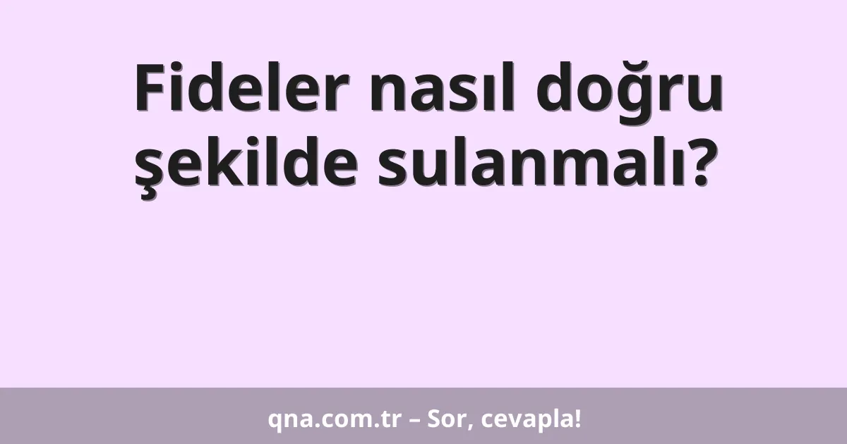 Fideler nasıl doğru şekilde sulanmalı?