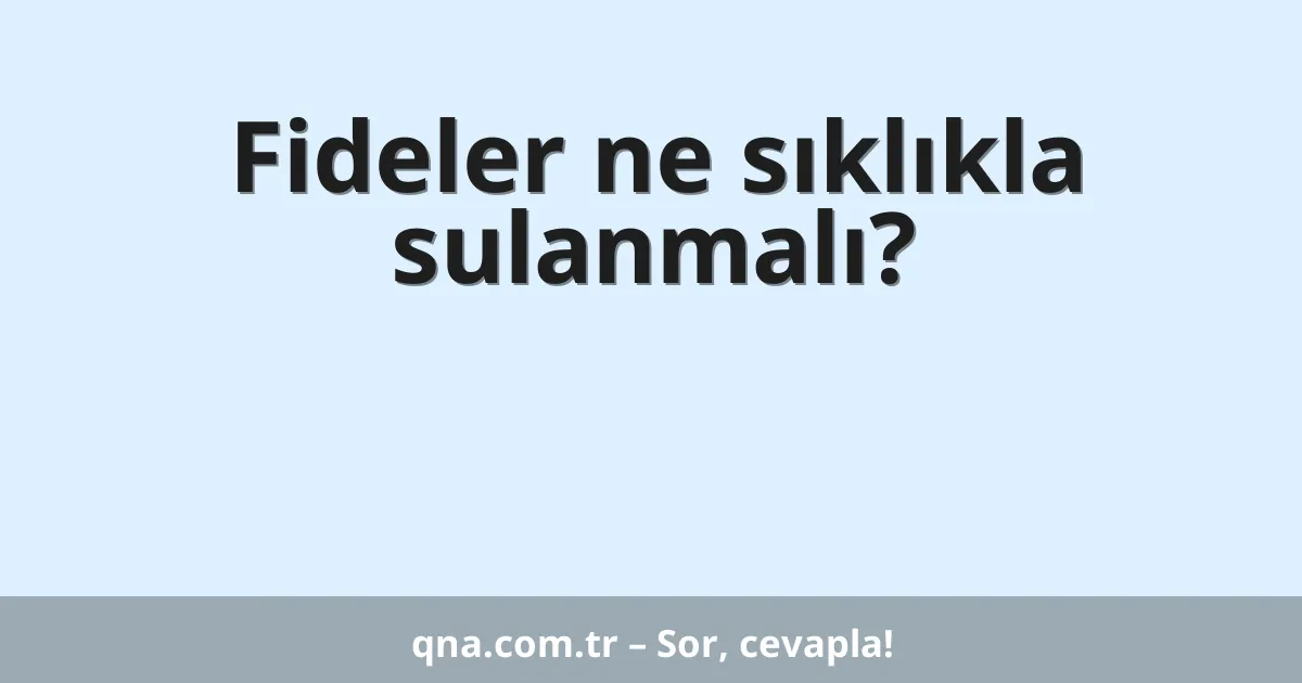 Fideler ne sıklıkla sulanmalı?