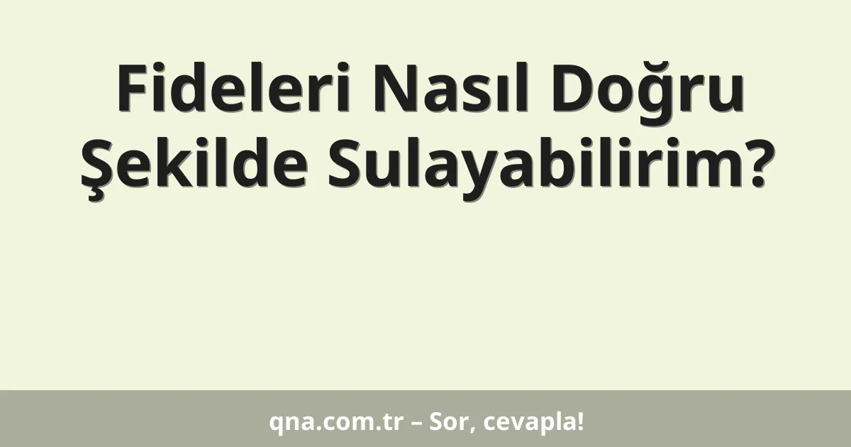 Fideleri Nasıl Doğru Şekilde Sulayabilirim?