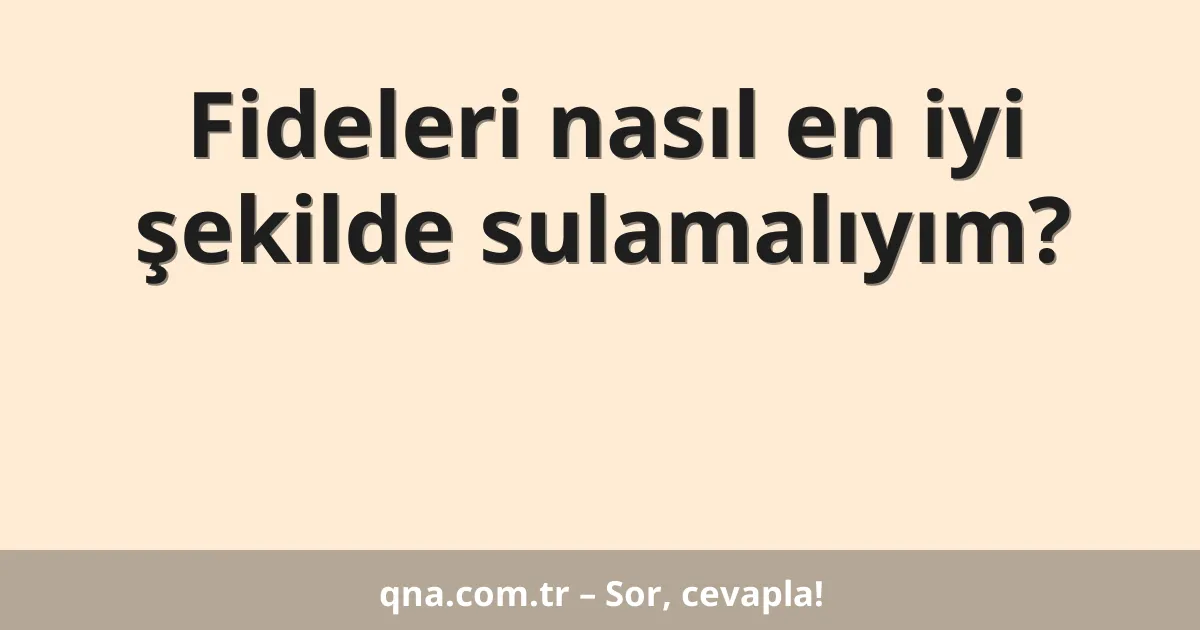 Fideleri nasıl en iyi şekilde sulamalıyım?