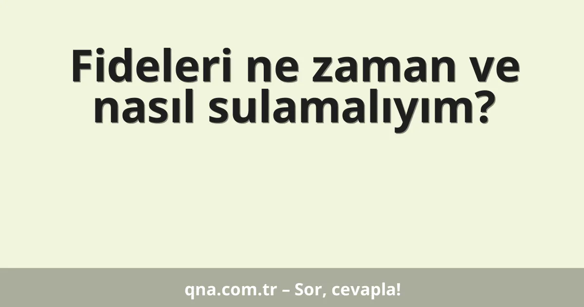 Fideleri ne zaman ve nasıl sulamalıyım?