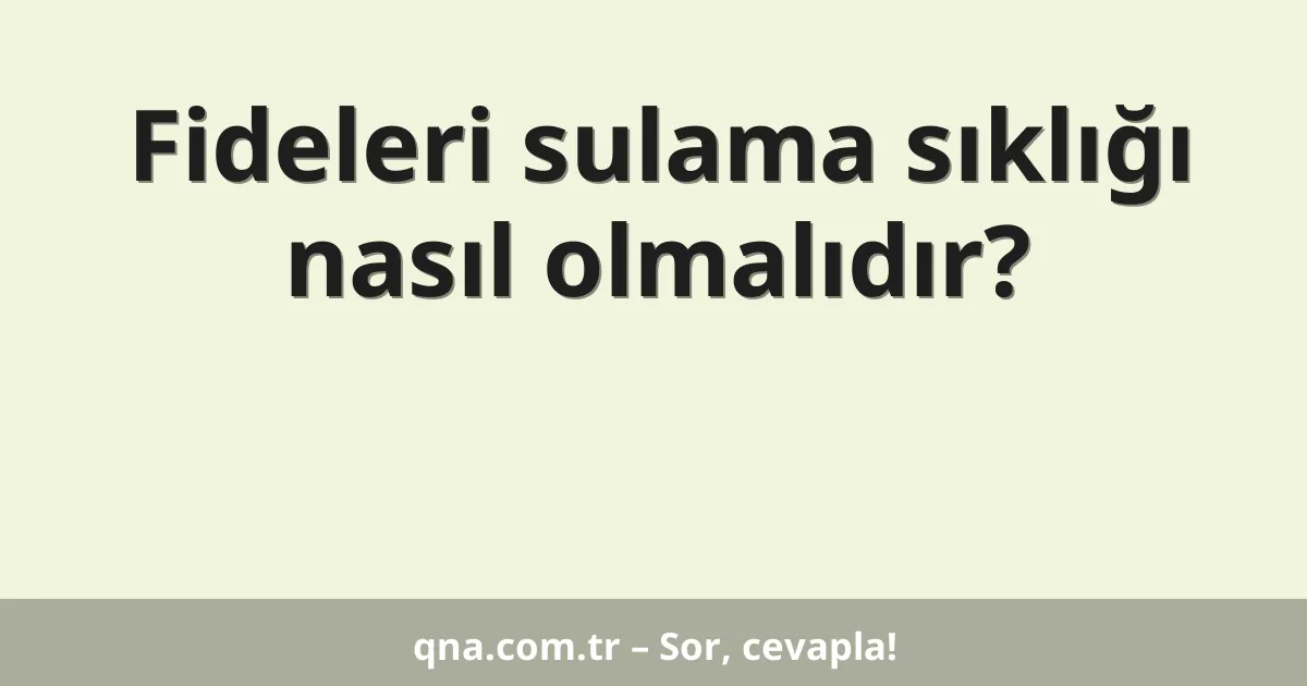 Fideleri sulama sıklığı nasıl olmalıdır?