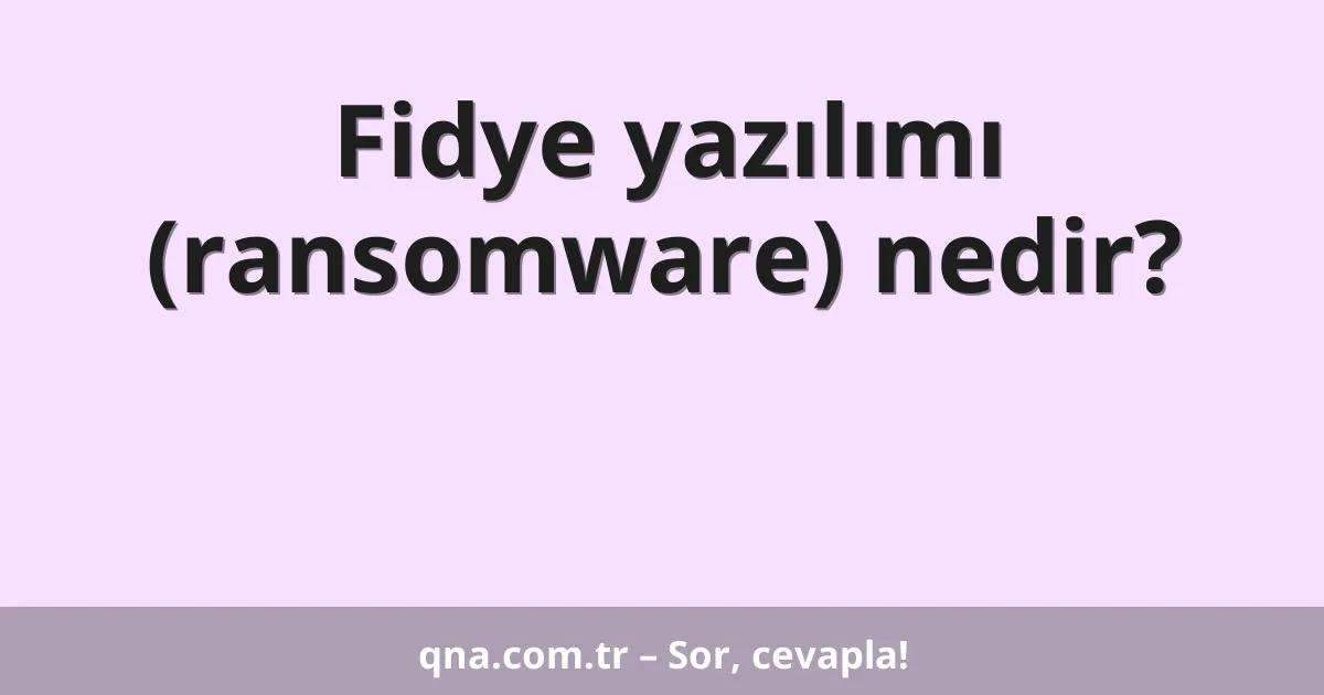 Fidye yazılımı (ransomware) nedir?