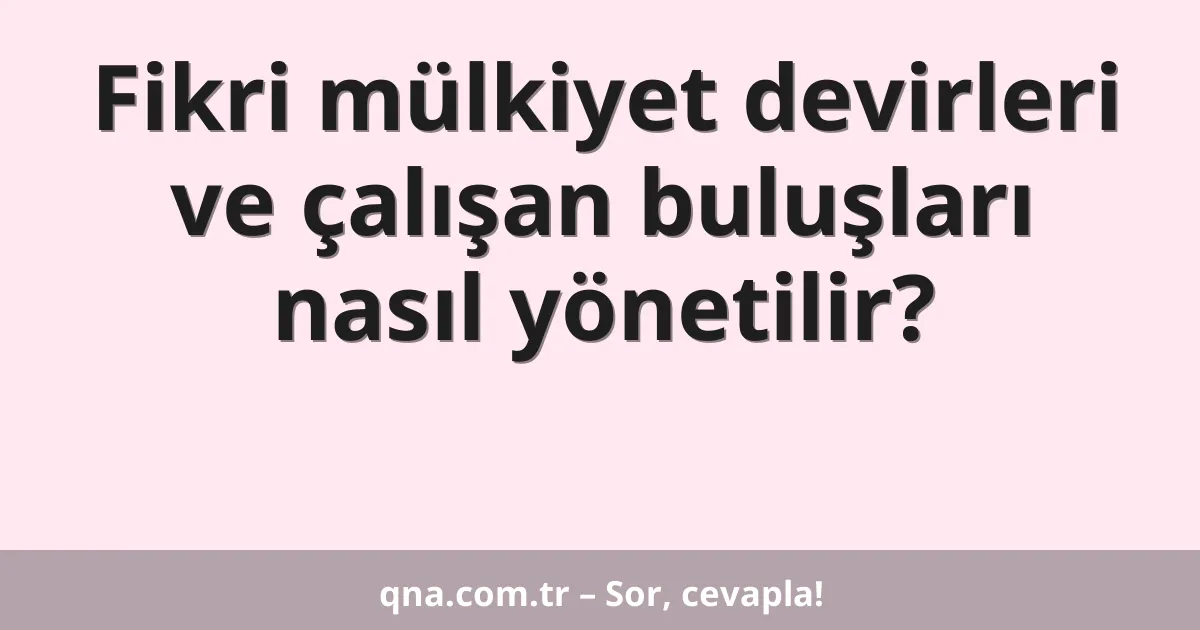 Fikri mülkiyet devirleri ve çalışan buluşları nasıl yönetilir?