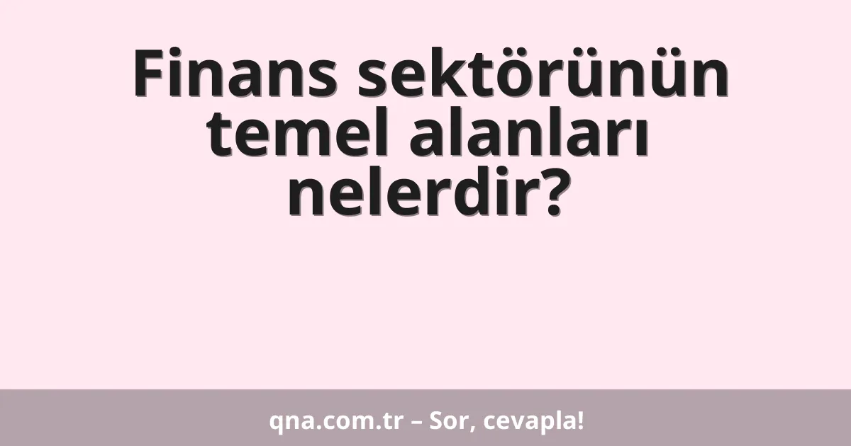 Finans sektörünün temel alanları nelerdir?