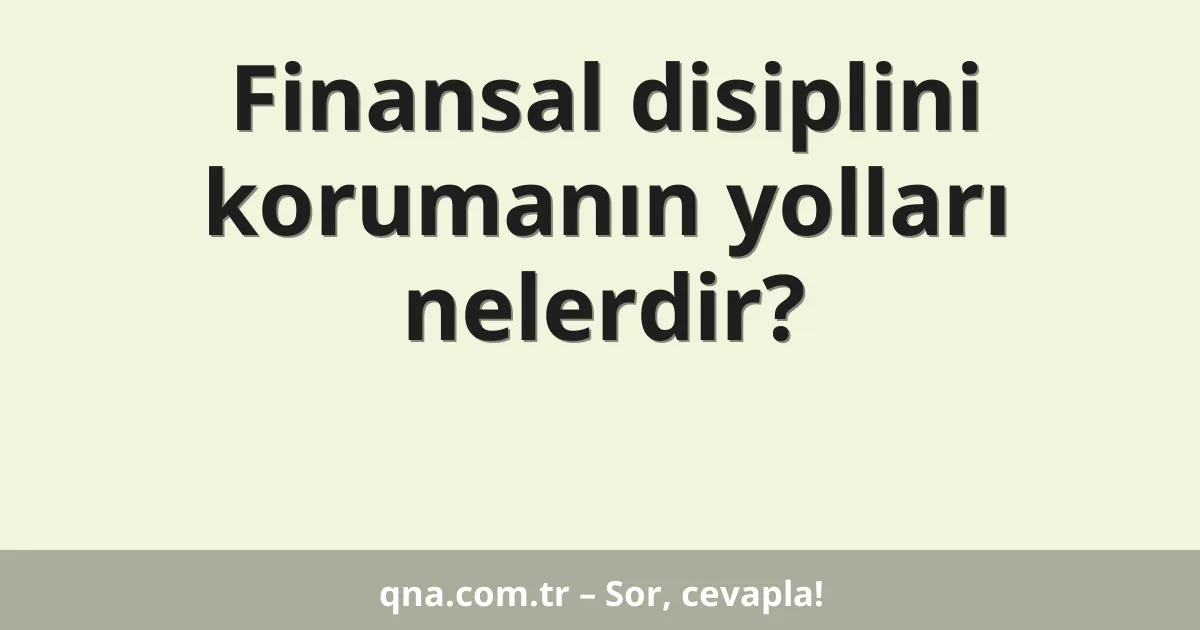 Finansal disiplini korumanın yolları nelerdir?