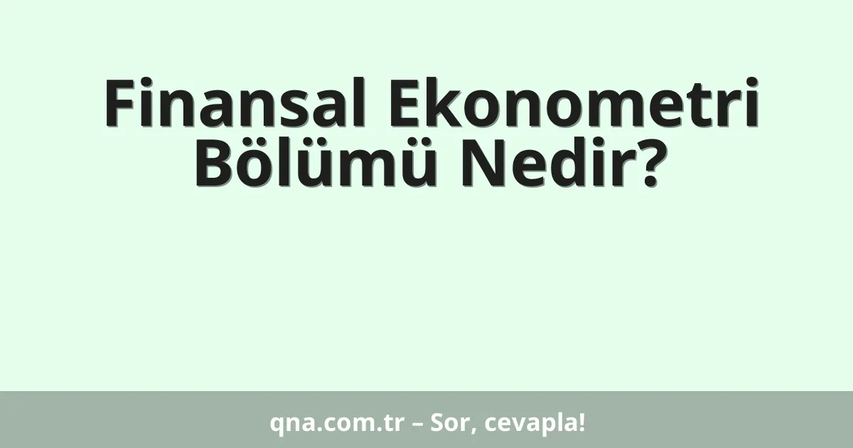 Finansal Ekonometri Bölümü Nedir?