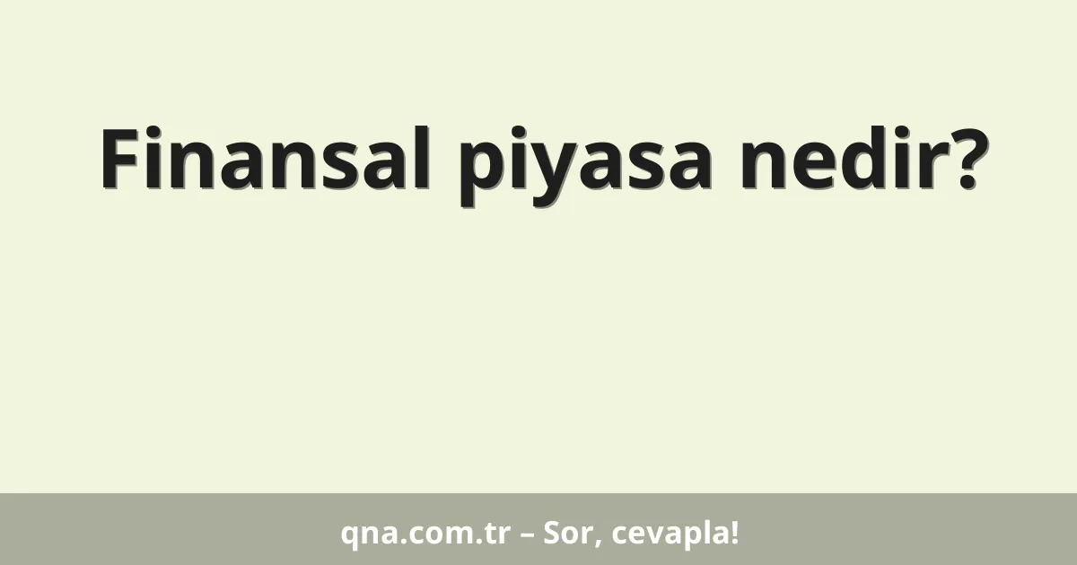 Finansal piyasa nedir?