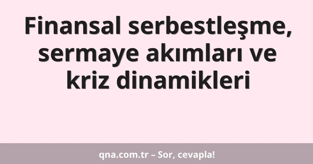 Finansal serbestleşme, sermaye akımları ve kriz dinamikleri