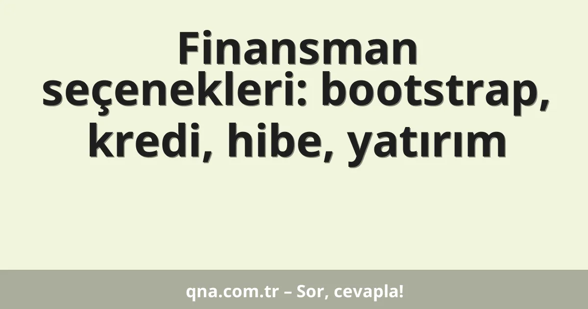 Finansman seçenekleri: bootstrap, kredi, hibe, yatırım