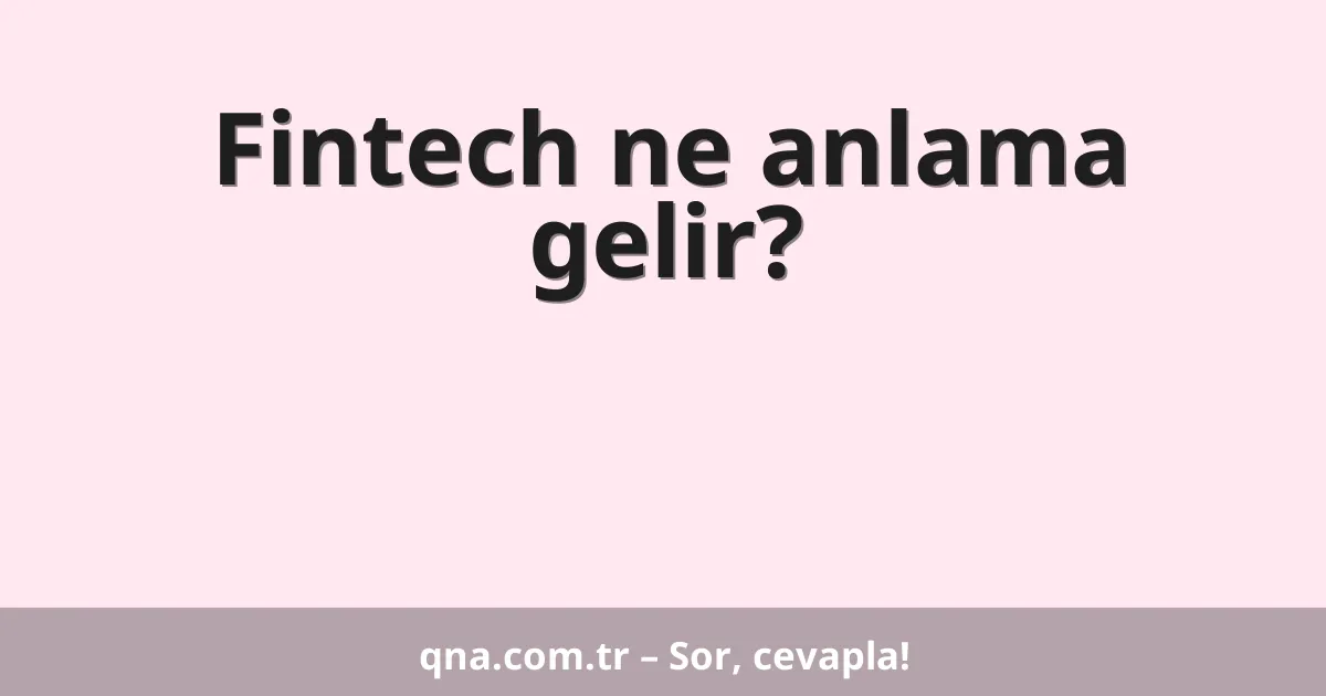 Fintech ne anlama gelir?