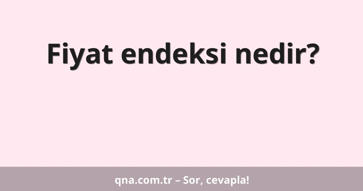 Fiyat endeksi nedir?