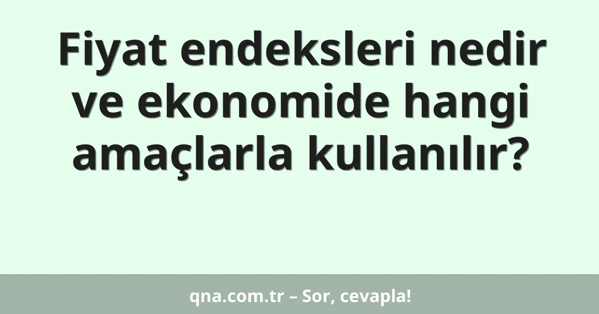Fiyat endeksleri nedir ve ekonomide hangi amaçlarla kullanılır?