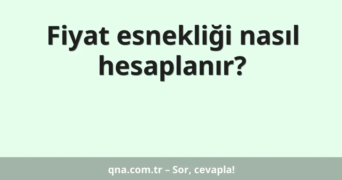 Fiyat esnekliği nasıl hesaplanır?
