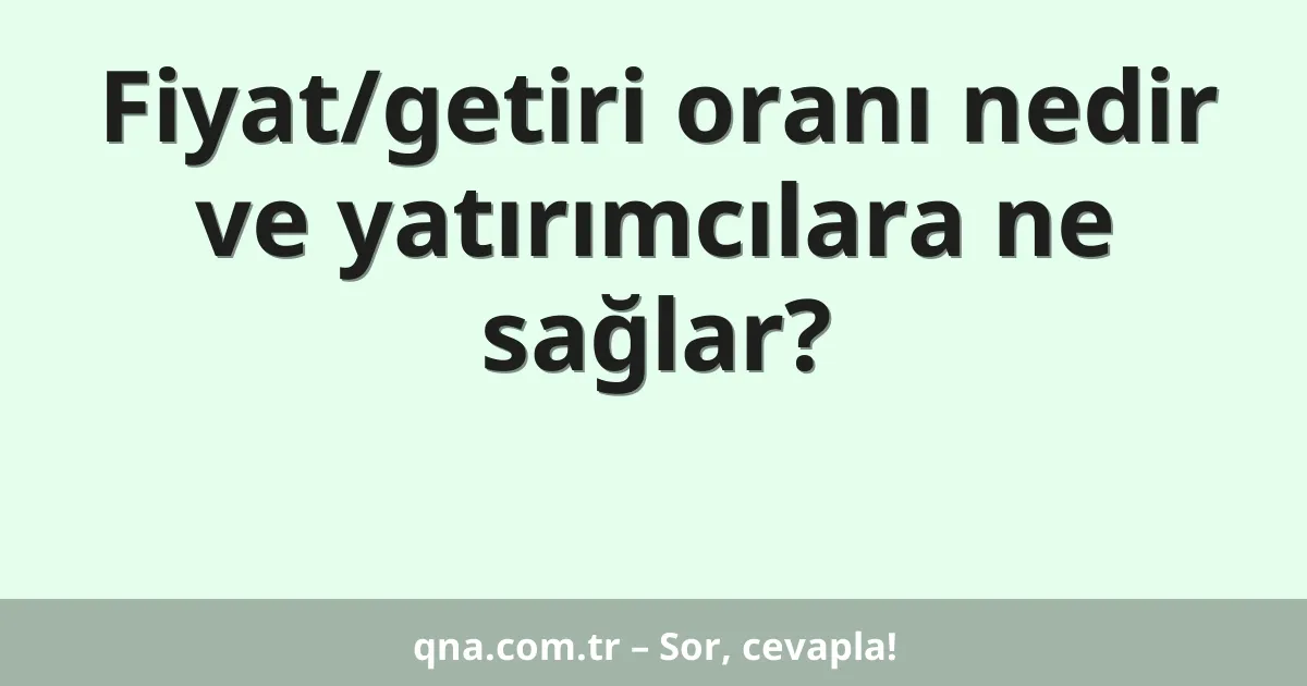 Fiyat/getiri oranı nedir ve yatırımcılara ne sağlar?