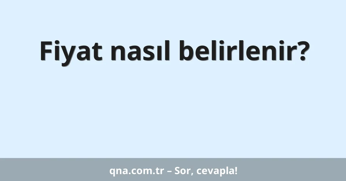 Fiyat nasıl belirlenir?
