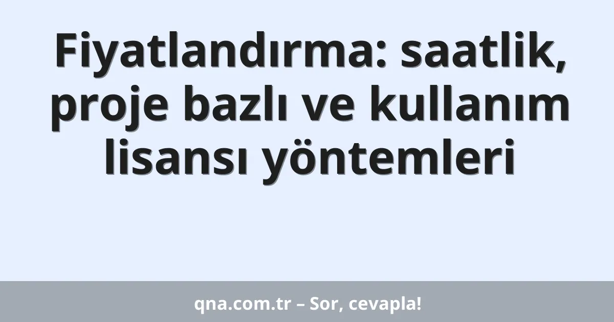 Fiyatlandırma: saatlik, proje bazlı ve kullanım lisansı yöntemleri