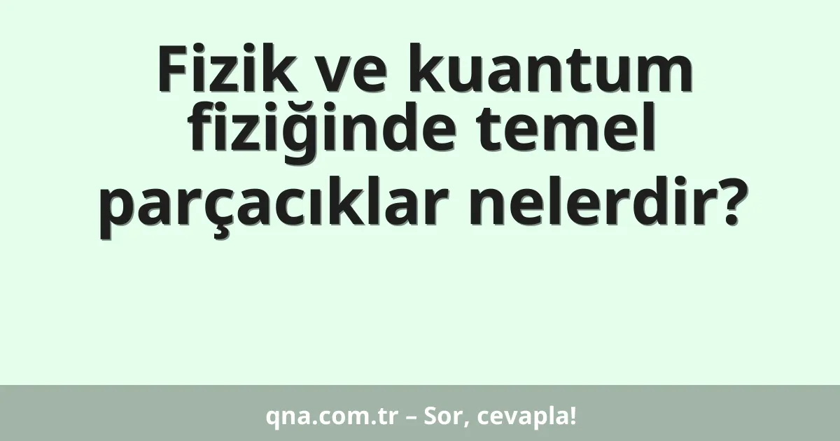 Fizik ve kuantum fiziğinde temel parçacıklar nelerdir?