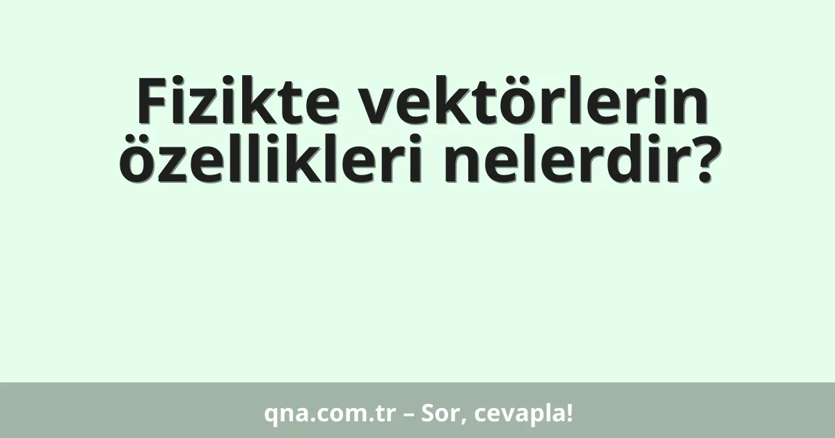Fizikte vektörlerin özellikleri nelerdir?