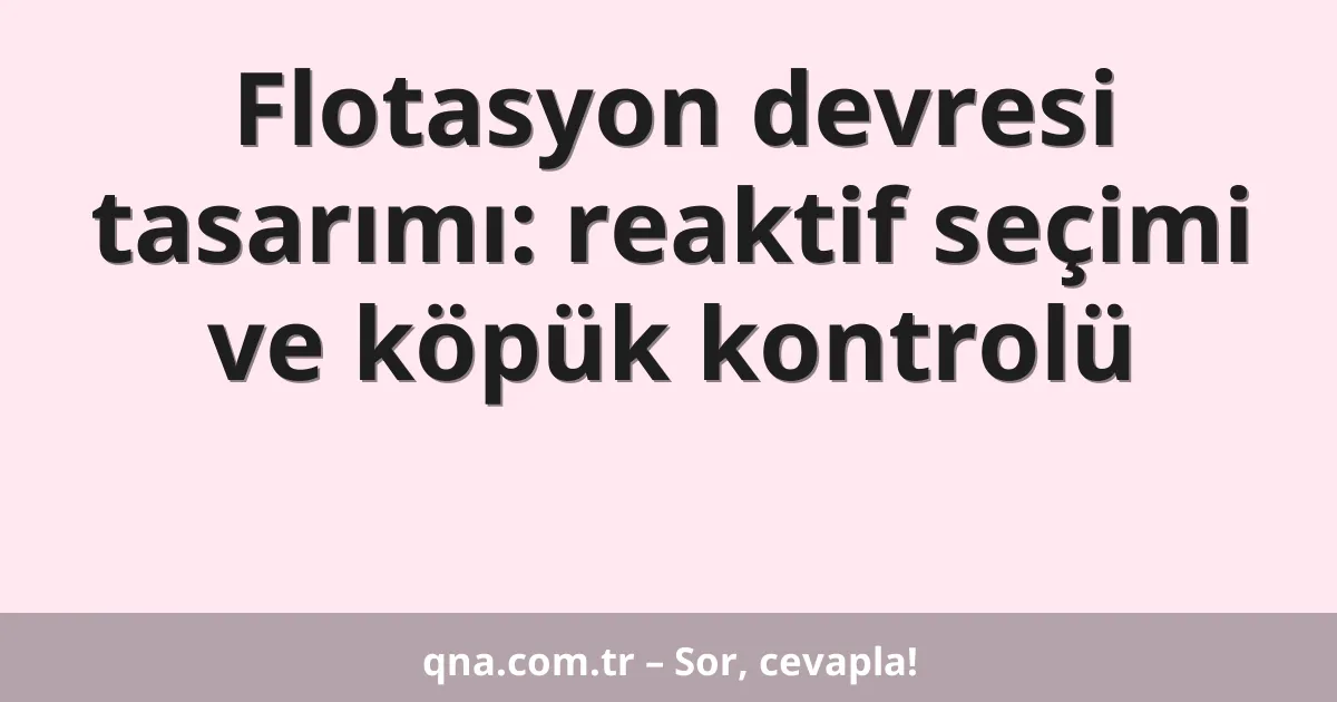 Flotasyon devresi tasarımı: reaktif seçimi ve köpük kontrolü