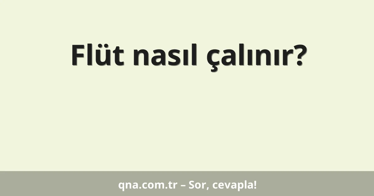 Flüt nasıl çalınır?