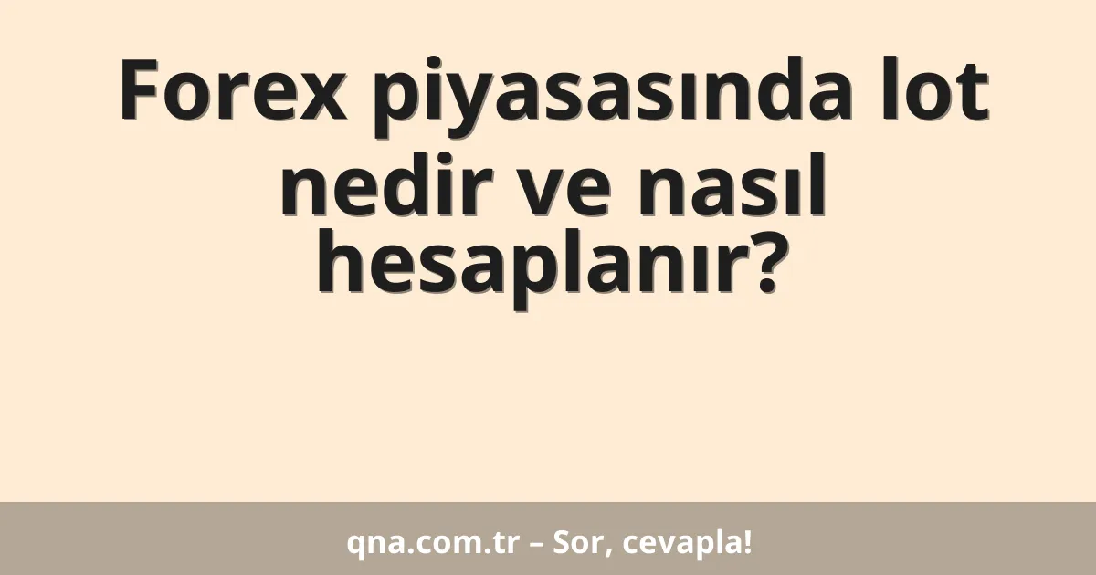 Forex piyasasında lot nedir ve nasıl hesaplanır?