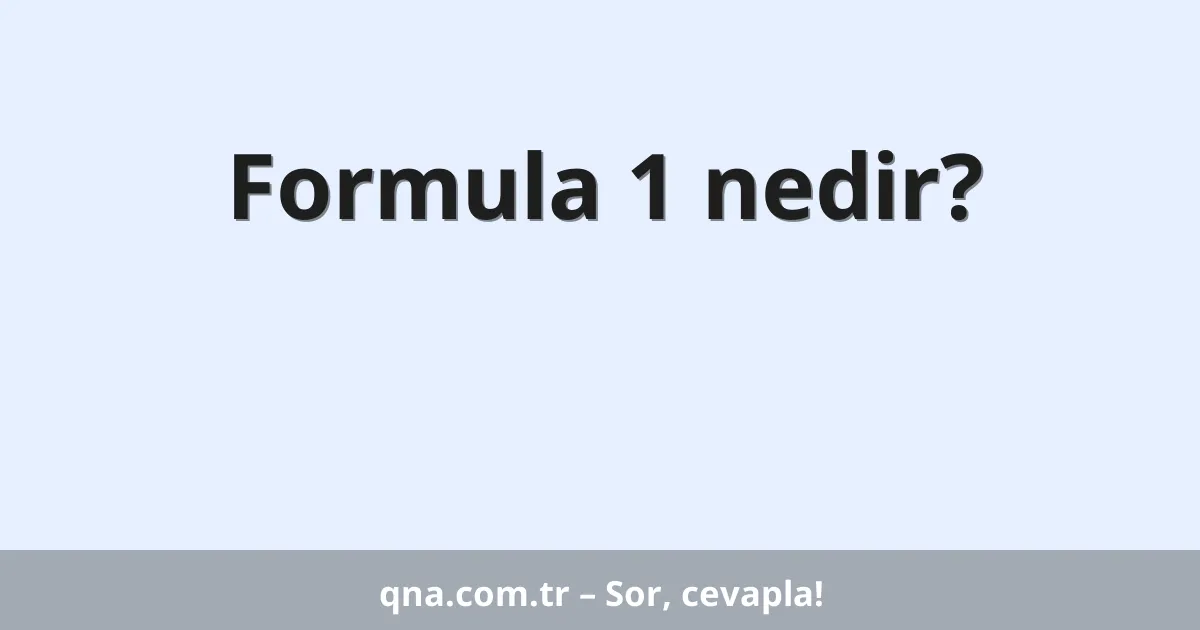 Formula 1 nedir?