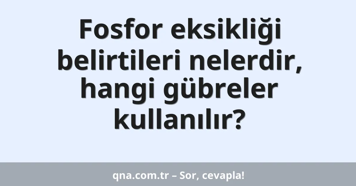 Fosfor eksikliği belirtileri nelerdir, hangi gübreler kullanılır?