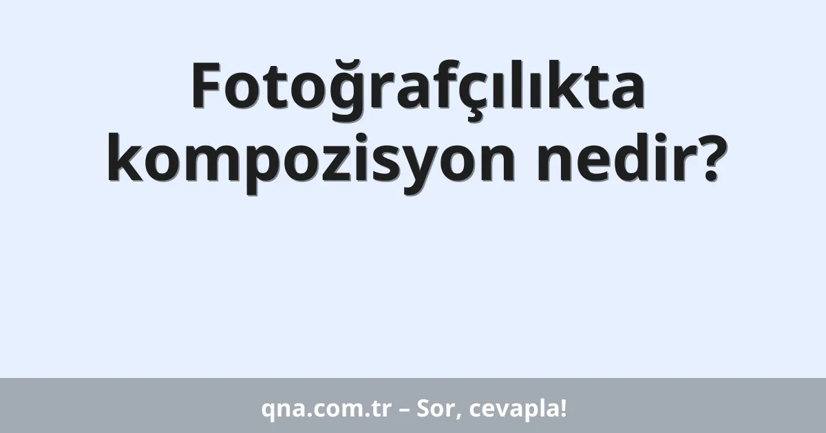 Fotoğrafçılıkta kompozisyon nedir?