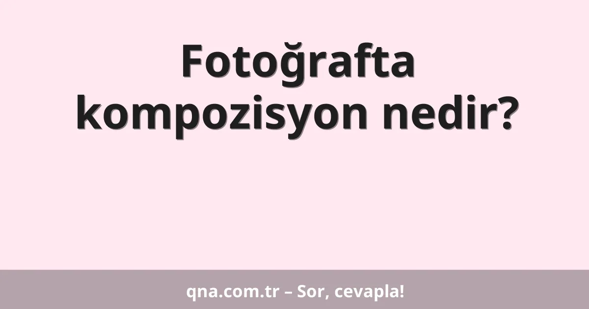 Fotoğrafta kompozisyon nedir?