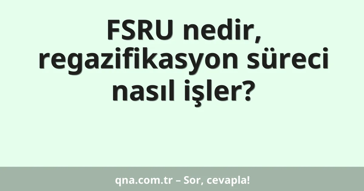 FSRU nedir, regazifikasyon süreci nasıl işler?