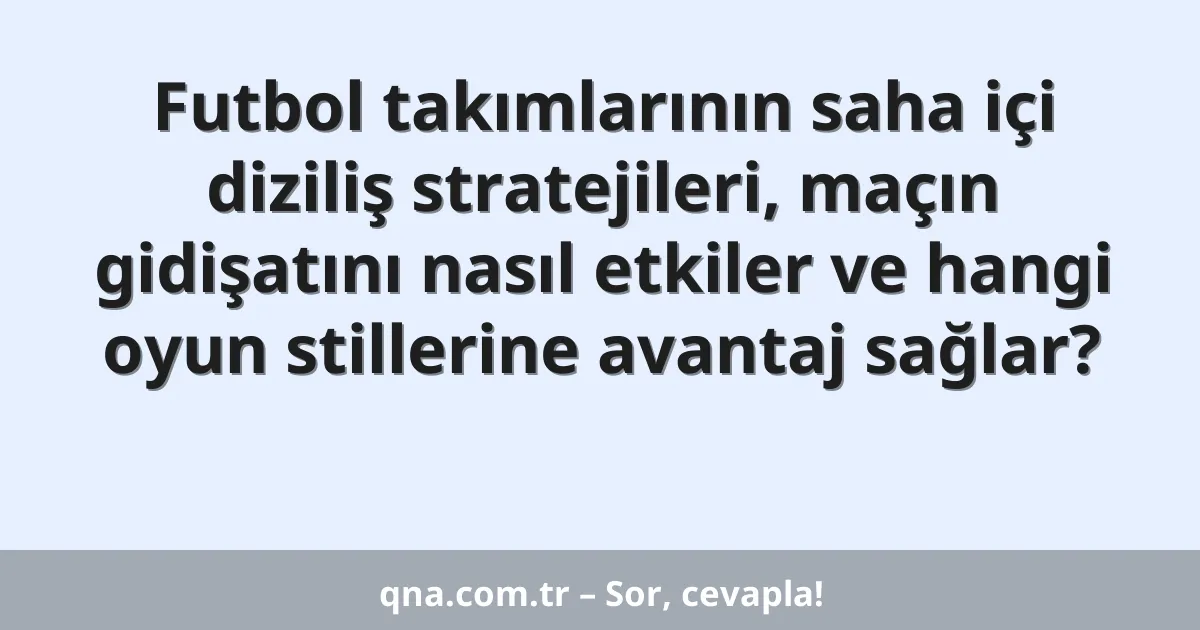 Futbol takımlarının saha içi diziliş stratejileri, maçın gidişatını nasıl etkiler ve hangi oyun stillerine avantaj sağlar?
