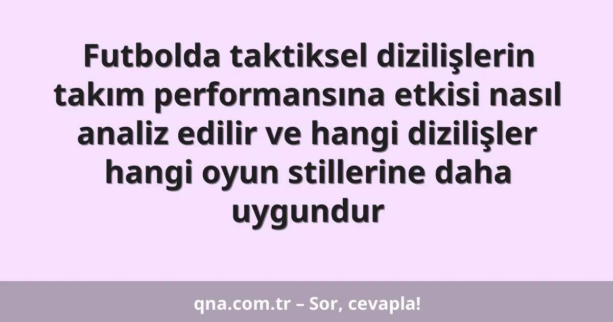 Futbolda taktiksel dizilişlerin takım performansına etkisi nasıl analiz edilir ve hangi dizilişler hangi oyun stillerine daha uygundur