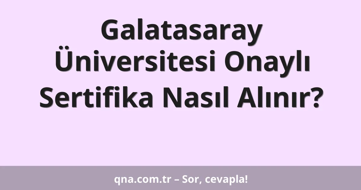 Galatasaray Üniversitesi Onaylı Sertifika Nasıl Alınır?