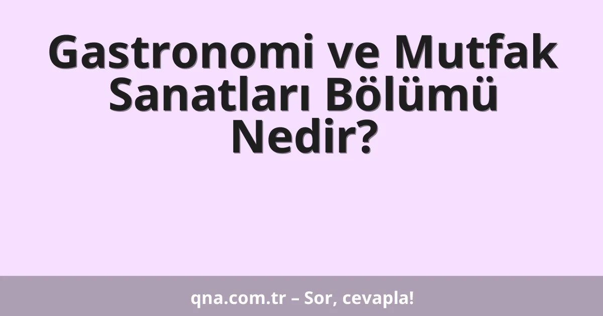 Gastronomi ve Mutfak Sanatları Bölümü Nedir?