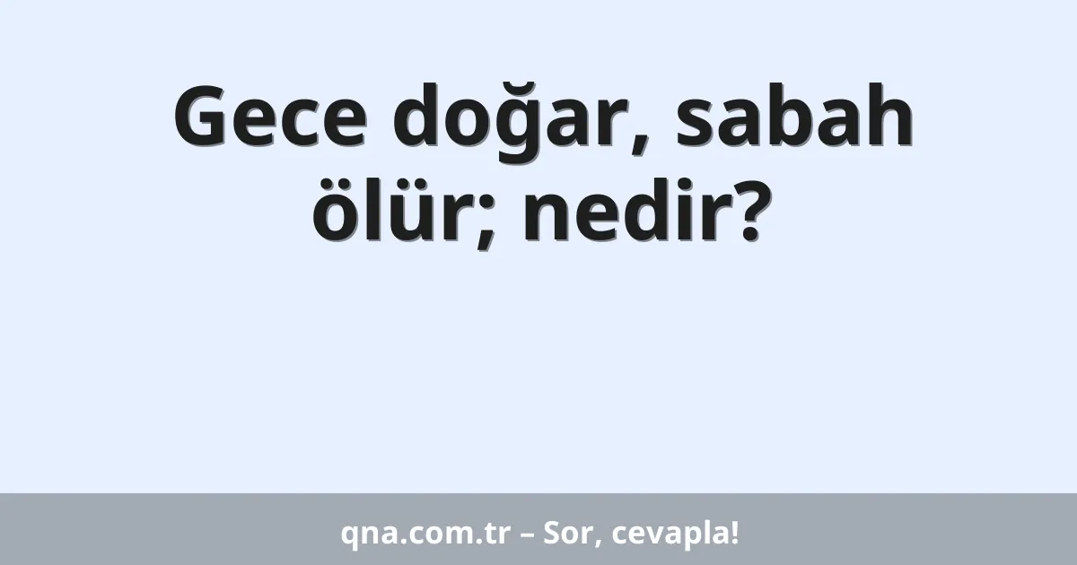 Gece doğar, sabah ölür; nedir?