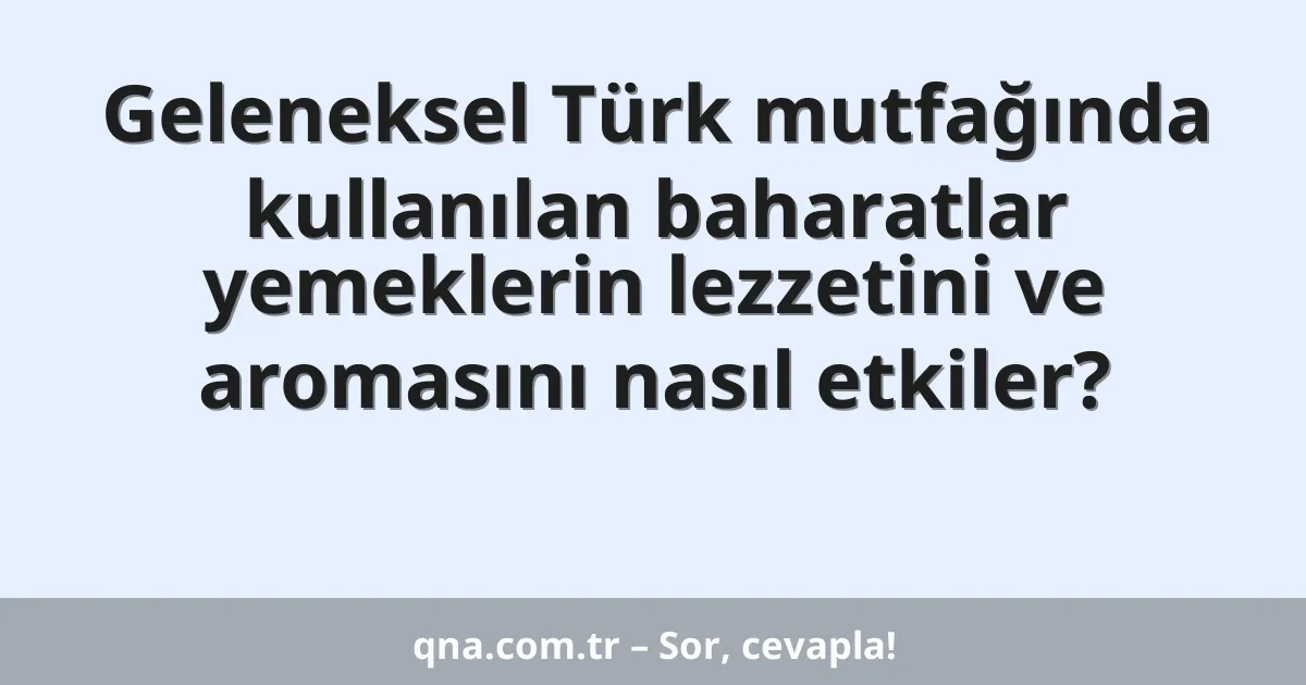 Geleneksel Türk mutfağında kullanılan baharatlar yemeklerin lezzetini ve aromasını nasıl etkiler?