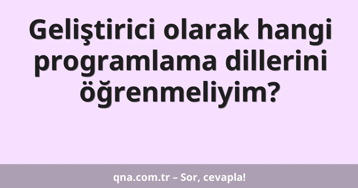 Geliştirici olarak hangi programlama dillerini öğrenmeliyim?