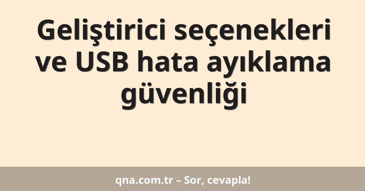 Geliştirici seçenekleri ve USB hata ayıklama güvenliği
