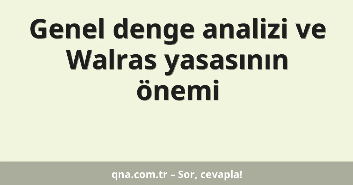 Genel denge analizi ve Walras yasasının önemi