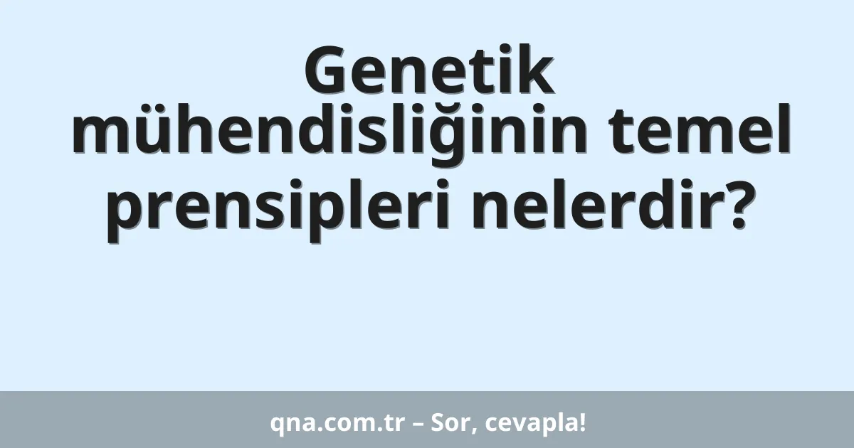 Genetik mühendisliğinin temel prensipleri nelerdir?