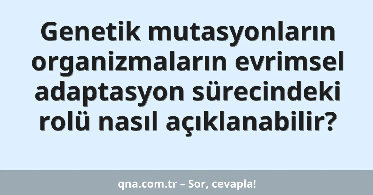 Genetik mutasyonların organizmaların evrimsel adaptasyon sürecindeki rolü nasıl açıklanabilir?