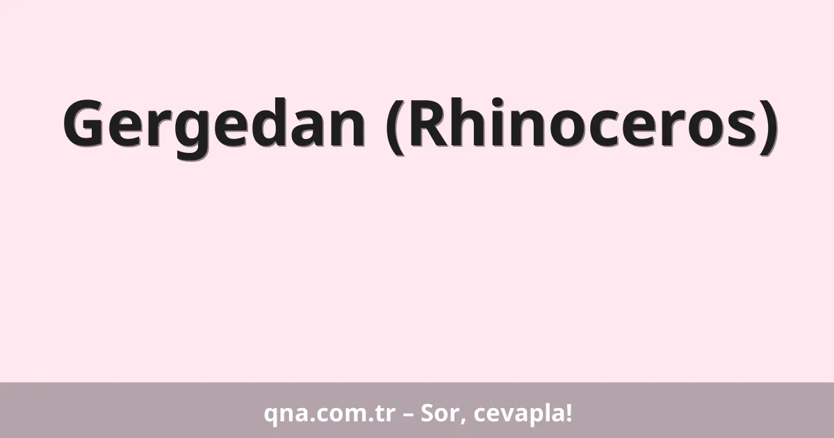 Gergedan (Rhinoceros)
