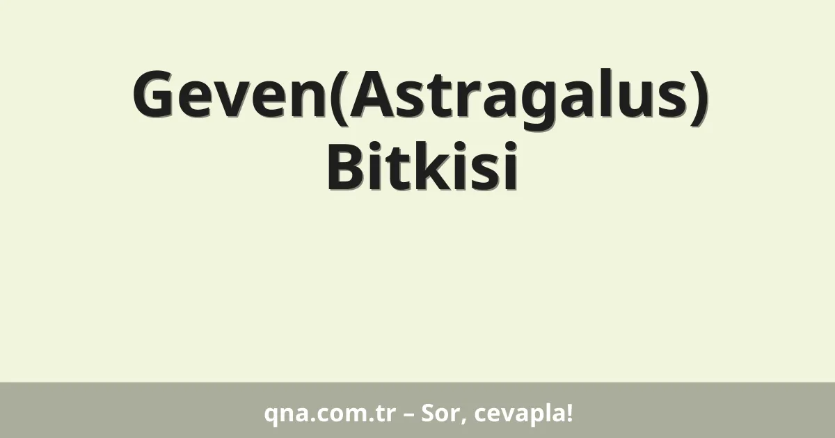 Geven(Astragalus) Bitkisi