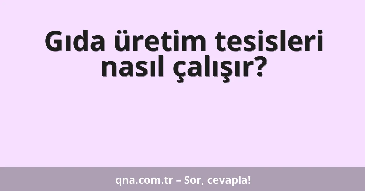 Gıda üretim tesisleri nasıl çalışır?