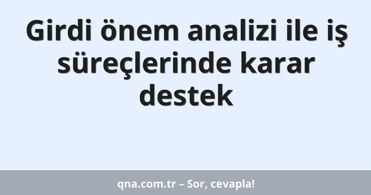 Girdi önem analizi ile iş süreçlerinde karar destek